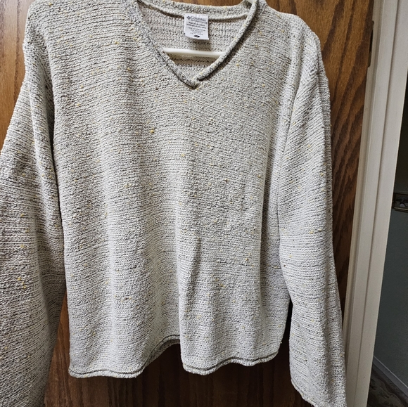 Columbia v-Neck Roll Edge Sweater XL Tan Pullover Blend Fabric - Picture 4 of 7
